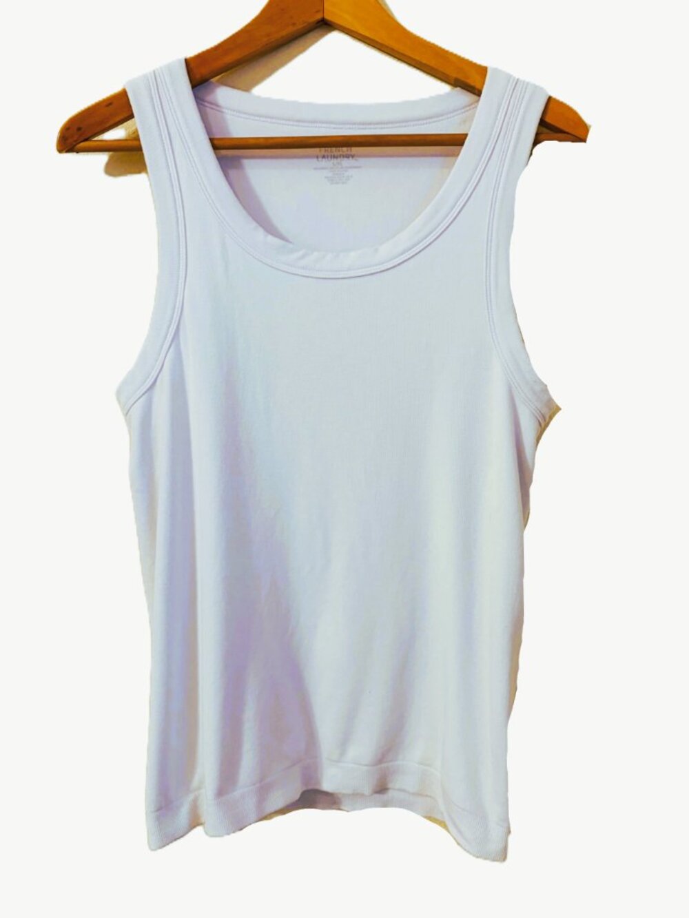 French Laundry Seamless Scoop Neck Tank White Modal Blend L/XL Double Thick